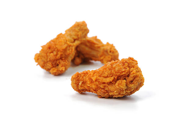 istock Spicy fried chicken isolated white background 618640890
