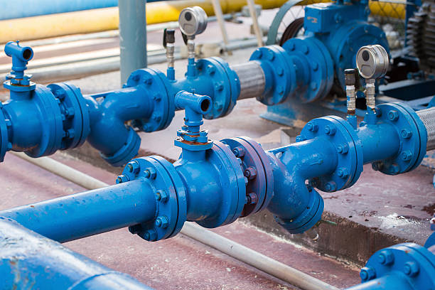 istock Valves at gas plant, Pressure safety valve selective focus. 618641704