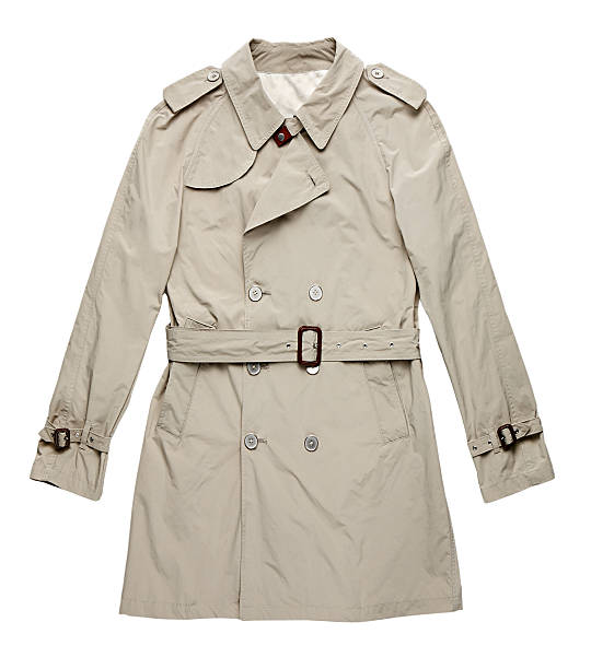 istock Isolated image of single off white raincoat 618641858