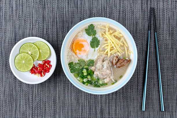 istock Rice porridge with mined pork and chicken lever 618642798