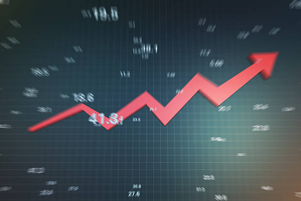 istock Successful arrows with economic data, stock market data 618644324