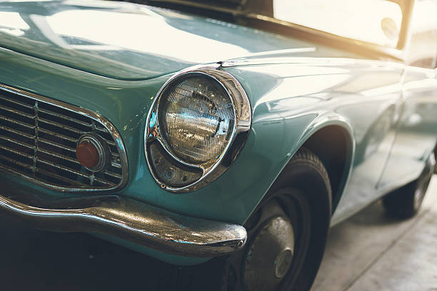 istock Close up of headlight Retro classic car 618645324