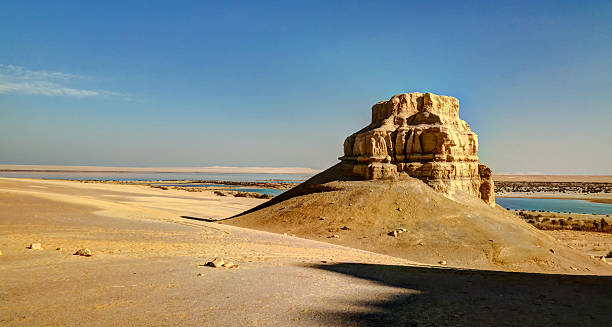 Landscape of hill near Wadi El Rayan,Faiyum Egypt stock photo