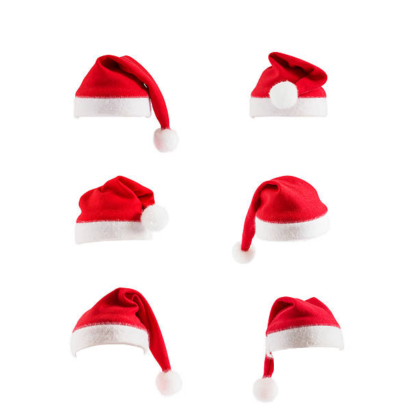 istock Set of red Santa Claus hats 618646082