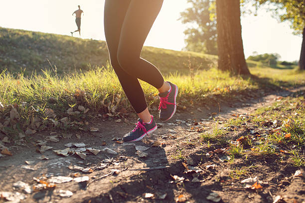 istock Trail of serious runners 618646556