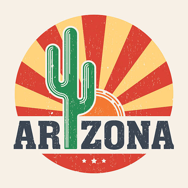 Arizona t-shirt design, print with styled saguaro cactus Arizona t-shirt design, print, typography, label with styled saguaro cactus and sun. Vector illustration. saguaro cactus stock illustrations
