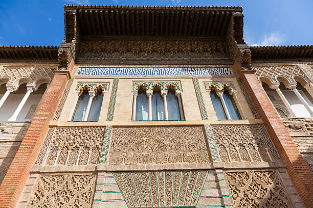 Seville Alcazar Spain, Andalusia Region. Detail of Alcazar Royal Palace in Seville. alcazares reales of sevilla stock pictures, royalty-free photos & images