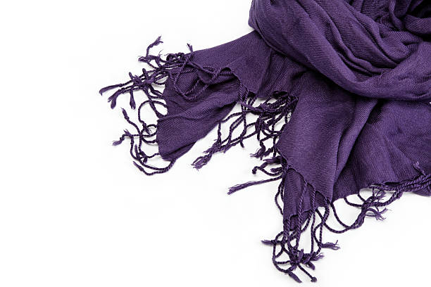istock Purple scarf with tassels, isolated on white background. 618650504