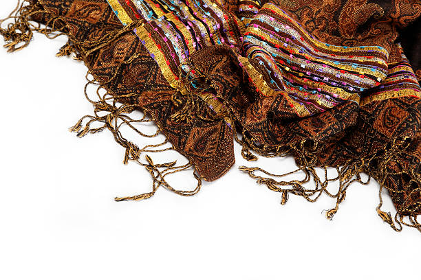 istock Shawl or scarf with tassels, isolated on white background. 618650576