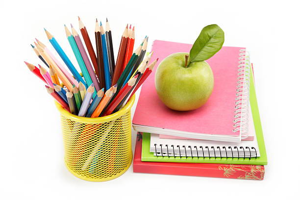 istock School and office supplies on white background, back to school 618651534