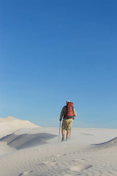 istock The journey in the desert on the white dunes. 618652598