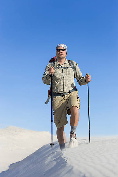istock The journey in the desert on the white dunes. 618652734