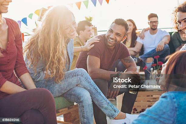Friends On A Party Stock Photo - Download Image Now - Party - Social Event, Young Adult, City