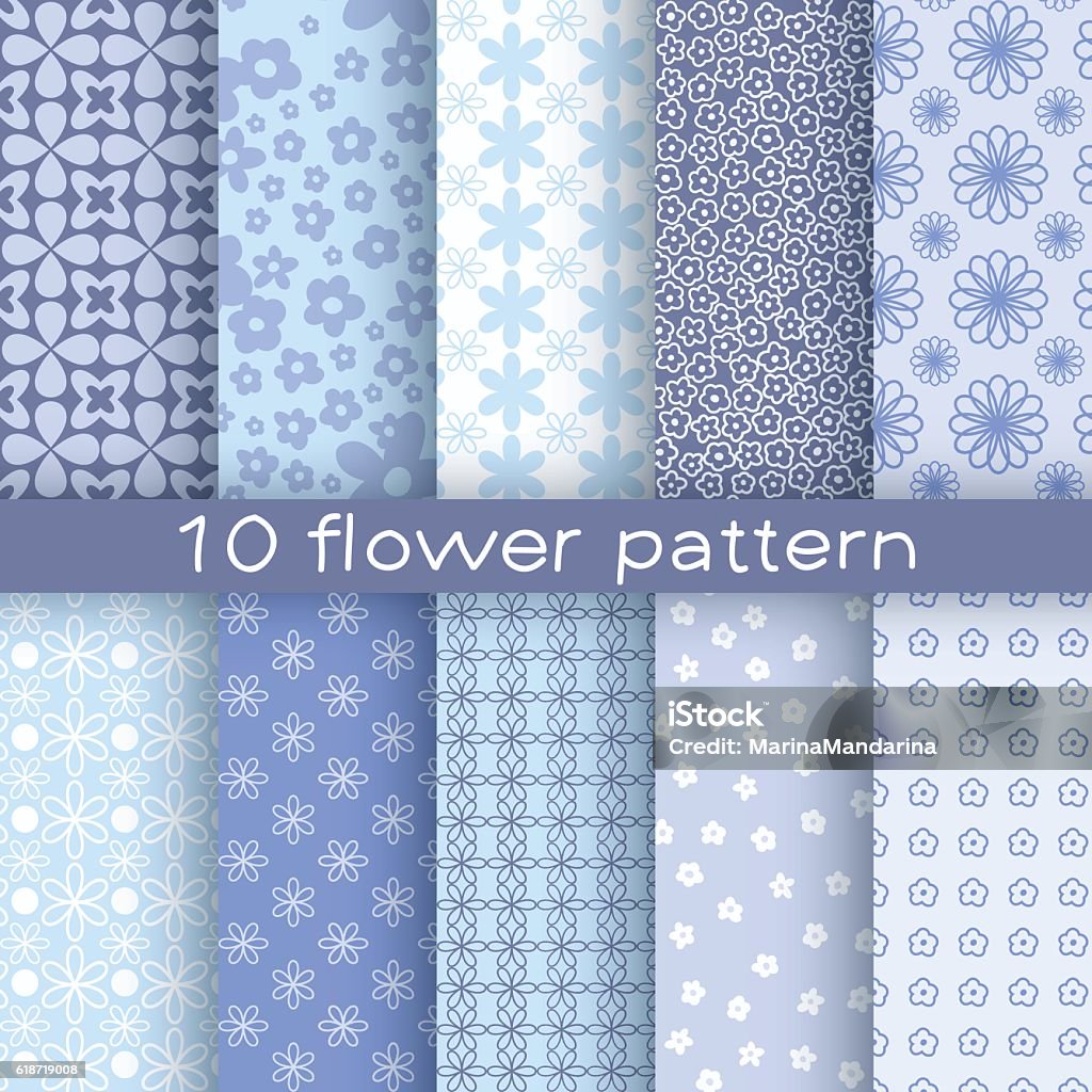 Flower Pattern Type 10 Different Flower Vector Seamless Patterns Stock Illustration ...