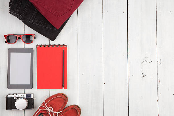 istock tablet pc, clothes, camera, shoes and sunglasses 618719108