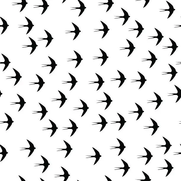 Vector illustration of Swallow bird seamless pattern on a white background