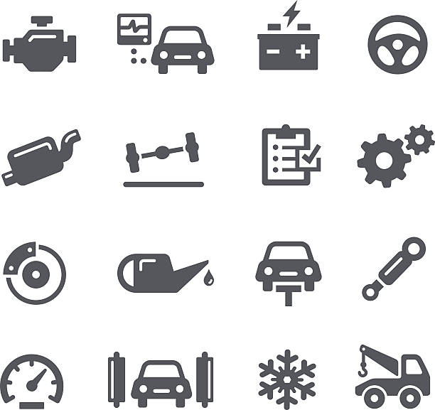 ilustraciones, imágenes clip art, dibujos animados e iconos de stock de auto servicio los iconos  - motor