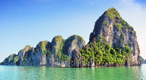 Seascape at Halong Bay, Vietnam. Unesco World Heritage Site