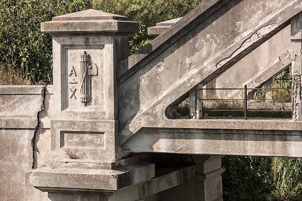 istock Fascist symbol was on an old bridge 618721112