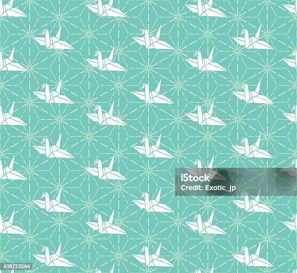 Crane Vector Seamless Pattern Stock Illustration - Download Image Now - Abstract, Animal Markings, Art