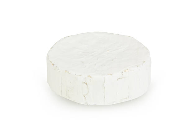 istock Fresh brie cheese with white mold on a white background 618729230