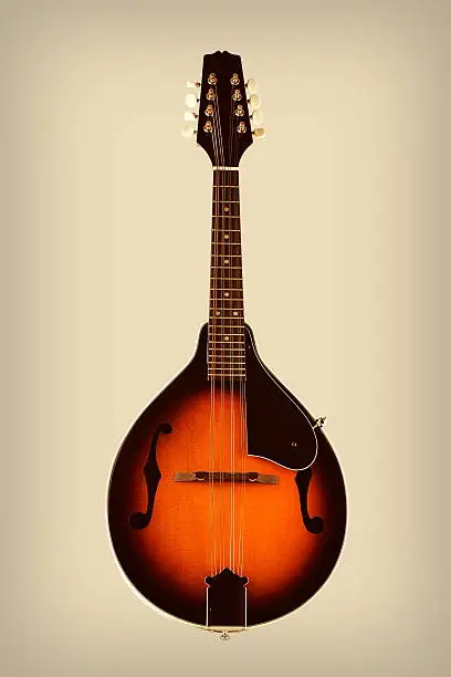 An isolated classic mandolin processed with vintage effects. 