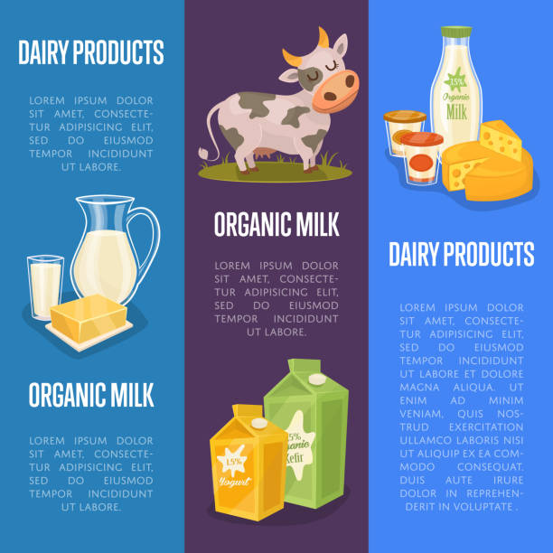 Flyer Daity 130+ Dairy Banner With Kefir And Yoghurt Packages Stock Illustrations ...