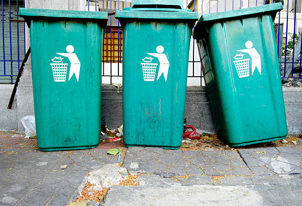 istock Large Green Wheelie Bins for General Waste 618735156