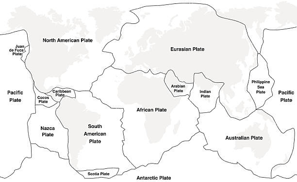 지각판 이름 - continents globe continent tectonic stock illustrations