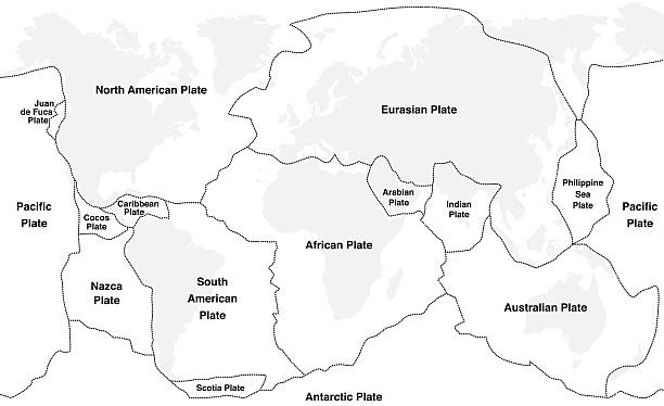 названия тектонических плит - continents globe continent tectonic stock illustrations