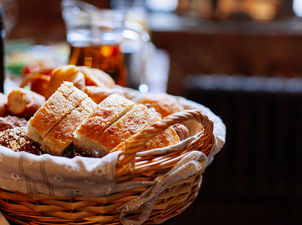 istock Bread in basket on the banquet table 618736892