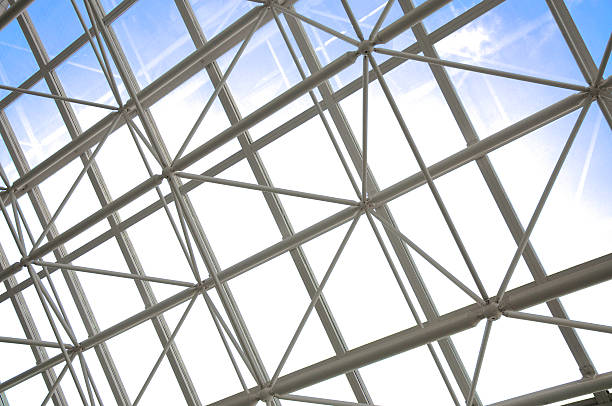 istock Glass roof inside an urban building 618737560