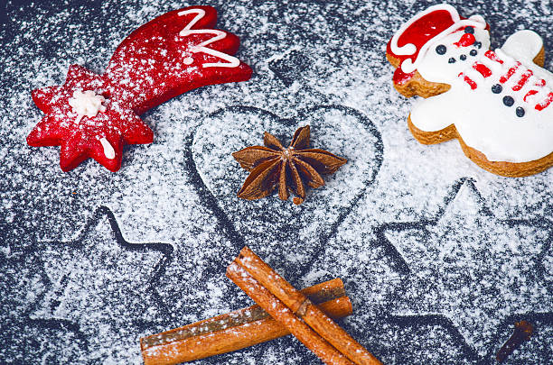 istock Stars, comet, heart and cinnamon like a christmas background 618738828