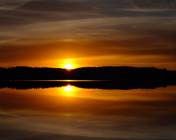 istock Panorama of sunset over the lake 618739414