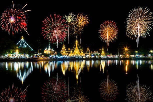 istock firework at Wat Chong Klang.Mae Hongson 618739438