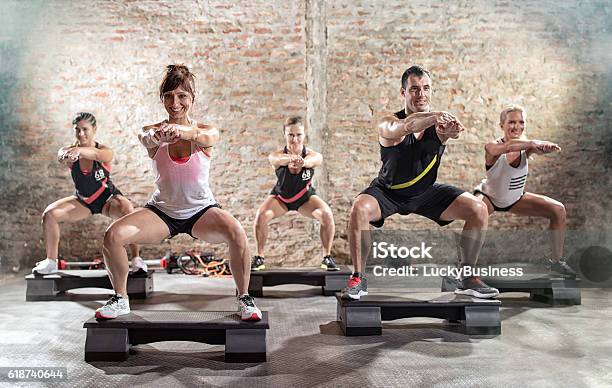 Class Of Stepping Stock Photo - Download Image Now - Exercising, Group Of People, Healthy Lifestyle