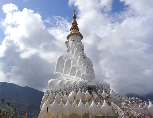 istock Big Pure White Buddha Statue Against the Cloudy Sky, Thailand 618744942