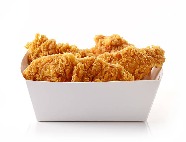 istock Fried breaded chicken fillet in white cardbord box 618745110