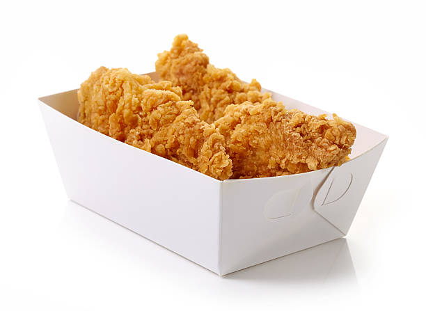 istock Fried breaded chicken fillet in white cardbord box 618745126