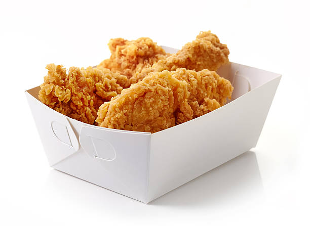 istock Fried breaded chicken fillet in white cardbord box 618745138