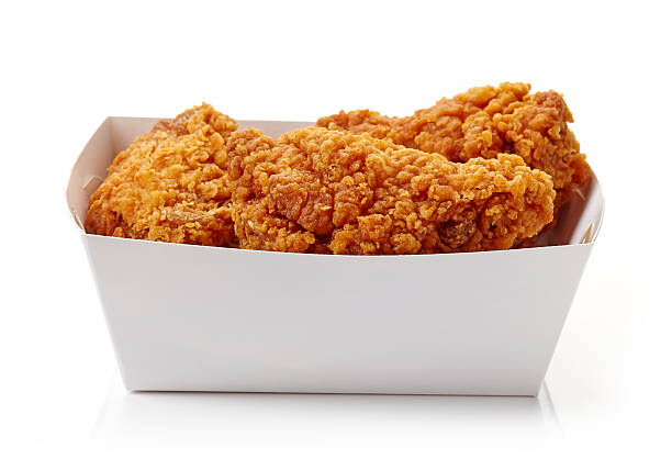 istock Fried breaded chicken fillet in white cardbord box 618745158
