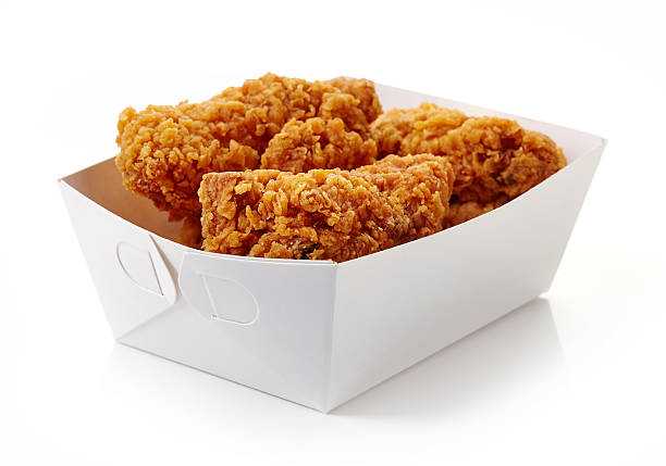 istock Fried breaded chicken fillet in white cardbord box 618745178