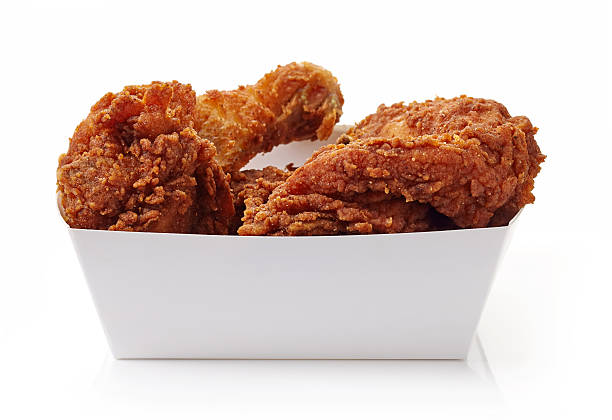 istock Fried breaded chicken in white cardbord box 618745208