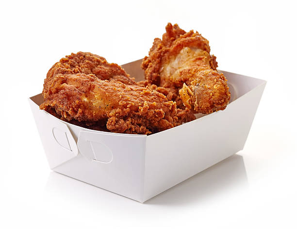 istock Fried breaded chicken in white cardbord box 618745230
