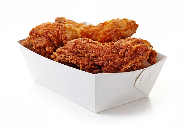 istock Fried breaded chicken in white cardbord box 618745252