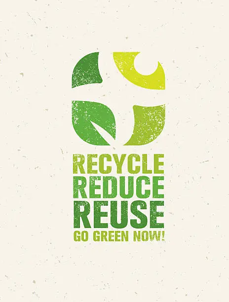 Vector illustration of Recycle Reduce Reuse Rough Eco Green Banner Concept