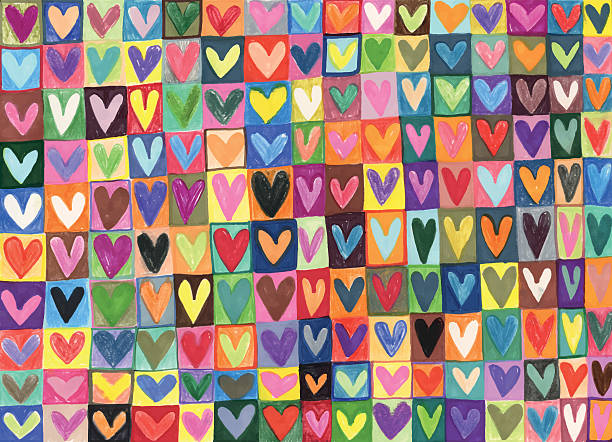 ilustraciones, imágenes clip art, dibujos animados e iconos de stock de patrón de corazones de amor dibujados a mano de medios mixtos - imagenes de amor