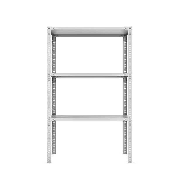 Rendering of three-storey light metal rack isolated on the