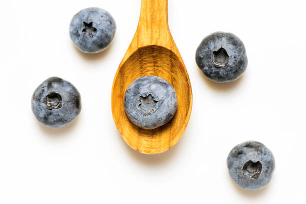 istock Big ripe blueberries on white background close up 618750636