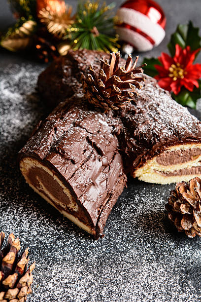 istock Traditional Christmas Buche de Noel cake 618753056
